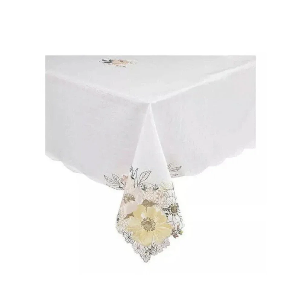 New Helena Floral 60” x 120” oblong or oval table Tablecloth Spring white